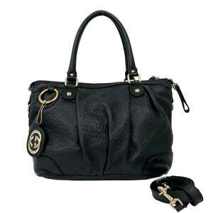 GUCCI Black Leather Shoulder Bag